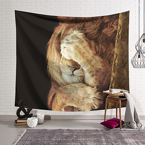 

Wall Tapestry Art Deco Blanket Curtain Hanging Home Bedroom Living Room Dormitory Decoration Polyester Fiber Animal Lion