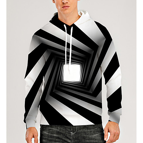 

Men's Pullover Hoodie Sweatshirt Graphic Optical Illusion 3D Print Hooded Daily 3D Print 3D Print Casual Hoodies Sweatshirts Long Sleeve Black