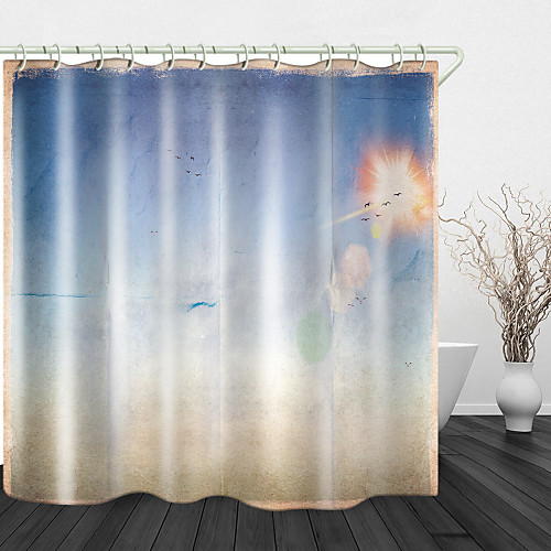 

Painting blue sky and White Clouds Print Waterproof Fabric Shower Curtain for Bathroom Home Decor Covered Bathtub Curtains Liner Includes with Hooks
