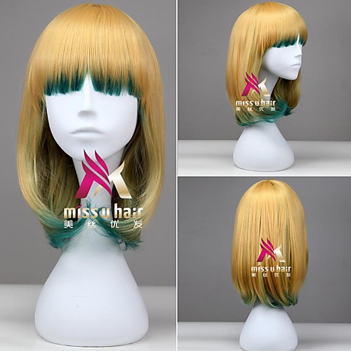 

Synthetic Wig Cosplay Wig kinky Straight Neat Bang Wig Short Yellow Synthetic Hair 14 inch Women's Anime Fashionable Design Soft Yellow hairjoy