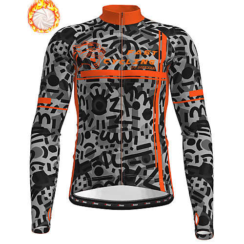

21Grams Men's Long Sleeve Cycling Jersey Winter Fleece Polyester Yellow Orange Green Camo / Camouflage Animal Bike Jersey Top Mountain Bike MTB Road Bike Cycling Fleece Lining Breathable Warm Sports