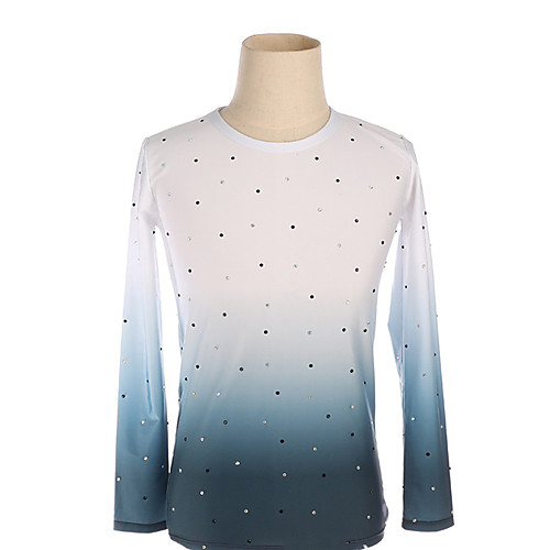 

Figure Skating Top Men's Boys' Ice Skating Top White High Elasticity Training Competition Skating Wear Crystal / Rhinestone Long Sleeve Ice Skating Figure Skating / Kids