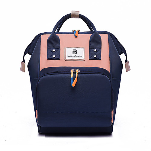 

Unisex Oxford Diaper Bag Commuter Backpack Large Capacity Zipper Color Block Daily Outdoor Backpack Yellow Dusty Rose Dark Blue Gray