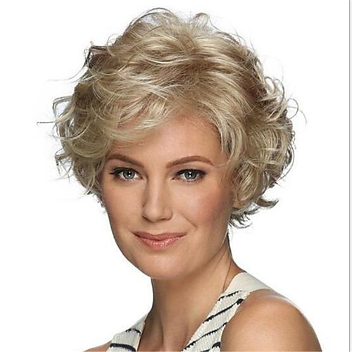 

Synthetic Wig Curly Pixie Cut Wig Short Blonde Synthetic Hair Women's Soft Cool Blonde