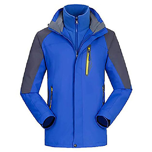 

men's outdoor waterproof fleece ski 3-in-1 hooded jacket raincoat army m