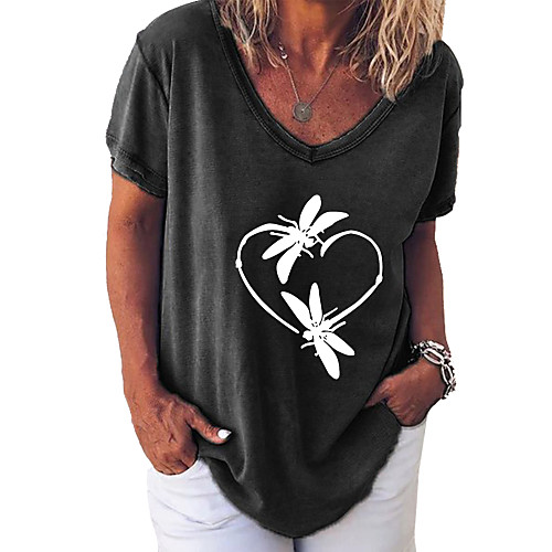 

Women's Plus Size Print Butterfly Animal Blouse Shirt Large Size V Neck Short Sleeve Streetwear Tops Big Size