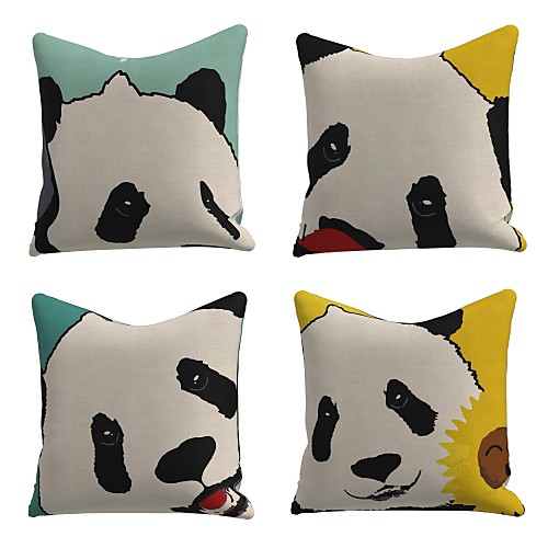 

Cushion Cover 4PC Linen Soft Decorative Square Throw Pillow Cover Cushion Case Pillowcase for Sofa Bedroom 45 x 45 cm (18 x 18 Inch) Superior Quality Machine Washable