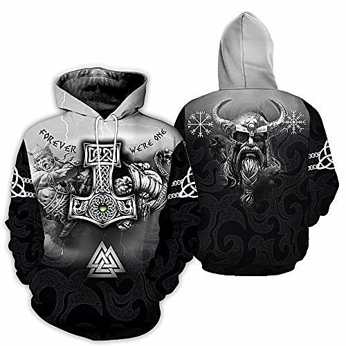 

men's viking tattoo hooded sweatshirt fashion 3d digital print hoodies sweatshirt outwear