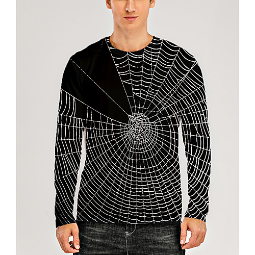 

Men's T shirt 3D Print Graphic 3D Animal Print Long Sleeve Daily Tops Casual Black / White