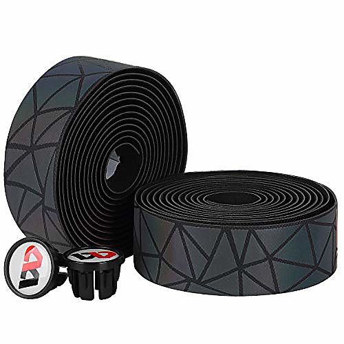 

handlebar tape for road bike, eva foam self-adhesive cycling bar wraps, non-slip bar tape with 2 end caps and 2 finishing tape, grip tape for handlebars/steering bars/strollers(2 rolls)