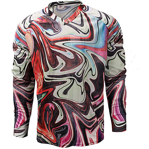 

21Grams Men's Long Sleeve Downhill Jersey Spandex Red Bike Jersey Top Mountain Bike MTB Road Bike Cycling UV Resistant Quick Dry Sports Clothing Apparel / Athletic