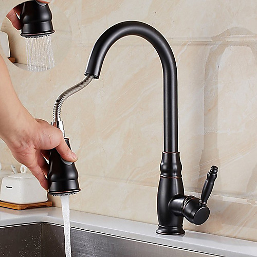 

Kitchen faucet - Single Handle One Hole Electroplated Pull-out / ­Pull-down / Tall / ­High Arc Centerset Contemporary Kitchen Taps