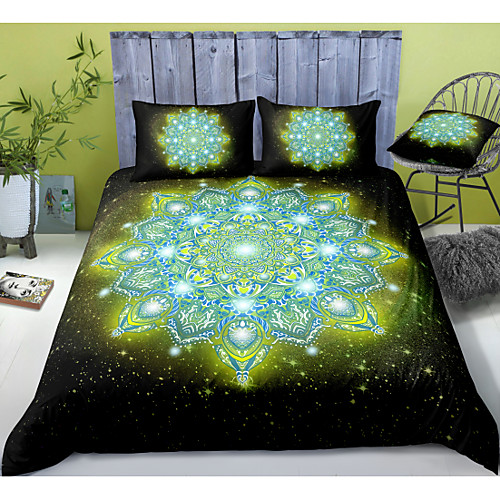 

Mandala Pattern 3-Piece Duvet Cover Set Hotel Bedding Sets Comforter Cover with Soft Lightweight Microfiber, Include 1 Duvet Cover, 2 Pillowcases for Double/Queen/King(1 Pillowcase for Twin/Single)