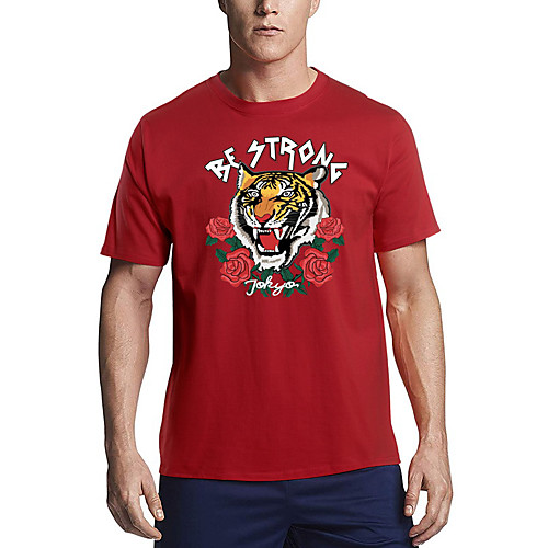 

Men's T shirt Other Prints Graphic Animal Print Short Sleeve Daily Tops Cotton Basic White Black Red