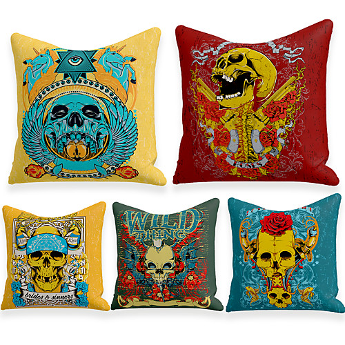 

Cushion Cover 5PC Linen Soft Decorative Square Throw Pillow Cover Cushion Case Pillowcase for Sofa Bedroom 45 x 45 cm (18 x 18 Inch) Superior Quality Machine Washable