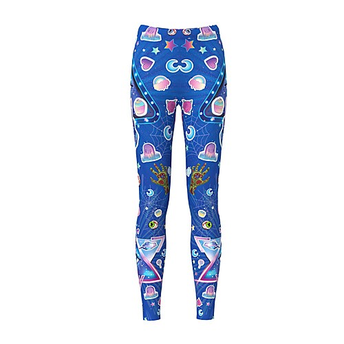 

Women's Yoga Chino Comfort Daily Gym Leggings Pants Galaxy Heart Moon Ankle-Length Print Blue