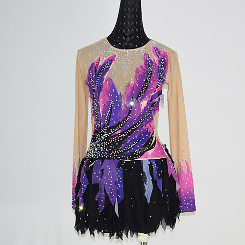 

Gamesir Figure Skating Dress Women's Girls' Ice Skating Dress Purple Spandex High Elasticity Training Competition Skating Wear Patchwork Crystal / Rhinestone Sleeveless Ice Skating Figure Skating