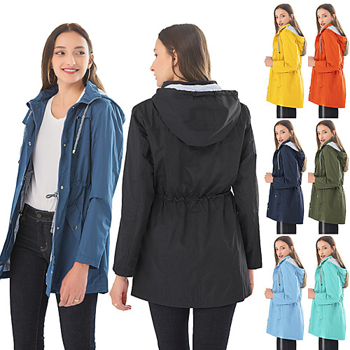 

Women's Rain Poncho Waterproof Hiking Jacket Rain Jacket Winter Outdoor Thermal Warm Waterproof Lightweight Windproof Raincoat Poncho Top Cotton Camping / Hiking Hunting Fishing Navy Water Blue Denim