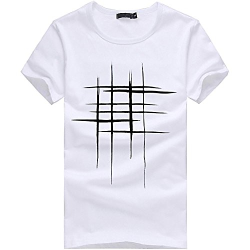 

Men's Unisex Tee T shirt Hot Stamping Plaid Plus Size Short Sleeve Sport Tops Cotton Basic Casual Wine Red White Black