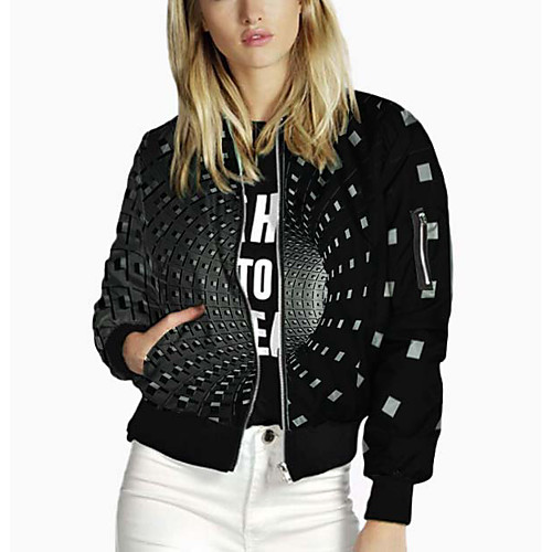 

Women's Print Patchwork 3D Print Fall & Winter Jacket Regular Going out Long Sleeve Rayon Coat Tops Black