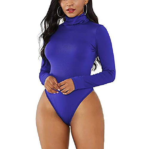 

Women's Bodysuit Zentai Jumpsuit Long Sleeve High Neck Tops Basic Top Wine Almond ArmyGreen