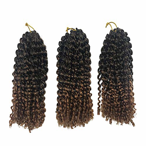 

3 pieces jerry curls crochet braids 8 inch ombre brown marley braids crochet hair extensions synthetic marlybob kinky curly hair for women (8 inch, 1b/30)