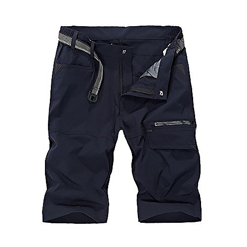 

men hiking casual quick dry short, lightweight cargo tatical zipper pockets camping travel shorts (16962 navy blue 34)