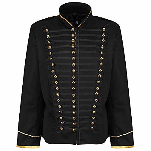 

black parade military steampunk gothic jacket - black & gold (men's xxl)