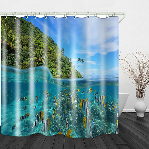 

School of Fish In The Lake Print Waterproof Fabric Shower Curtain For Bathroom Home Decor Covered Bathtub Curtains Liner Includes With Hooks