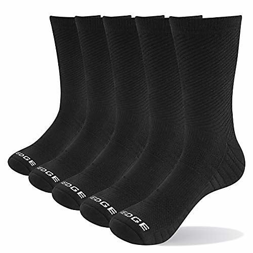 

womens winter warm thick boot socks 5 pairs/pack moisture wicking cushion cotton crew athletic hiking socks(black, size 9-12)