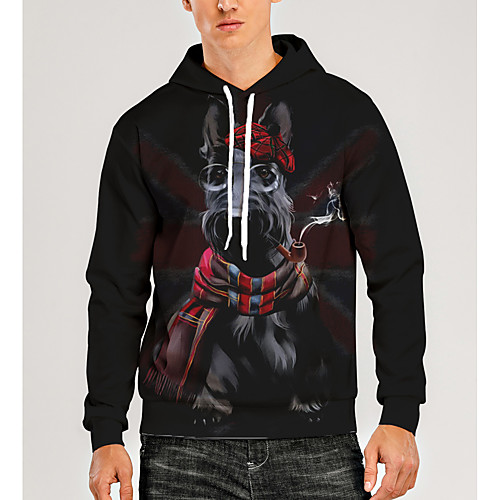 

Men's Pullover Hoodie Sweatshirt Animal Patterned Graphic 3D Front Pocket Daily 3D Print 3D Print Casual Hoodies Sweatshirts Black