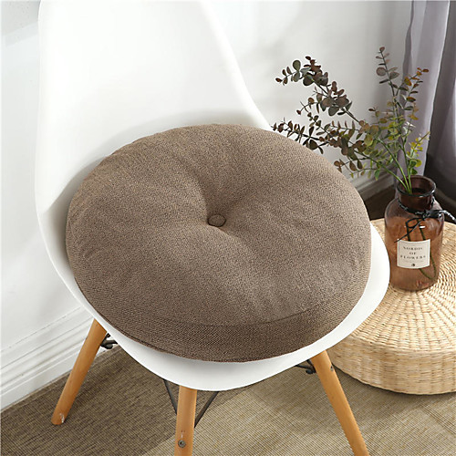 

Solid Color Four Seasons Thick Chair Cushion Cotton Linen Crafts Tatami Cushion Student Dormitory Office Breathable Seat Cushion