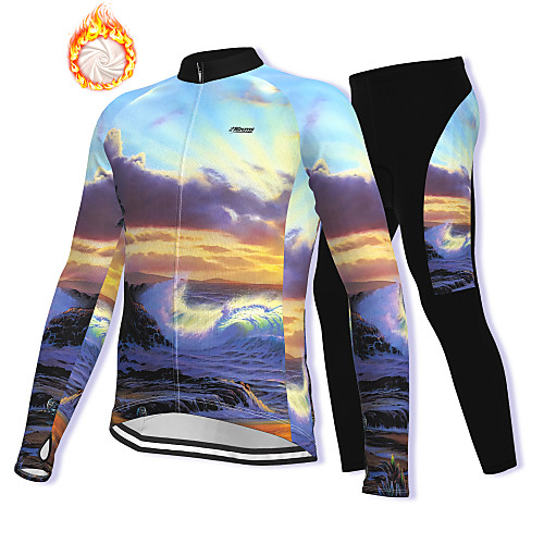 

21Grams Men's Long Sleeve Cycling Jacket with Pants Winter Fleece Spandex Purple Bike Fleece Lining Warm Sports Graphic Mountain Bike MTB Road Bike Cycling Clothing Apparel / Stretchy / Athleisure