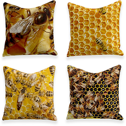 

Cushion Cover 4PC Linen Soft Decorative Square Throw Pillow Cover Cushion Case Pillowcase for Sofa Bedroom 45 x 45 cm (18 x 18 Inch) Superior Quality Machine Washable