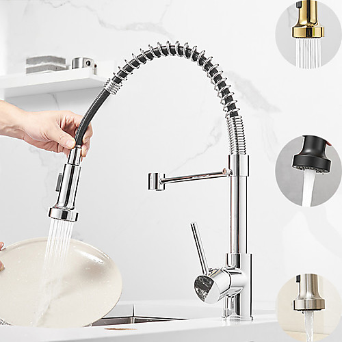 

Kitchen faucet Single Handle One Hole Multi-Ply Pull-out Free Standing Contemporary Kitchen Taps with Cold/Hot Water