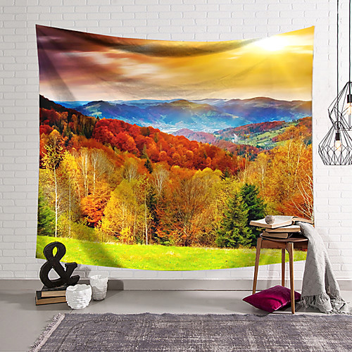 

Wall Tapestry Art Deco Blanket Curtain Hanging Home Bedroom Living Room Dormitory Decoration Polyester Fiber Colored Woods Mountains