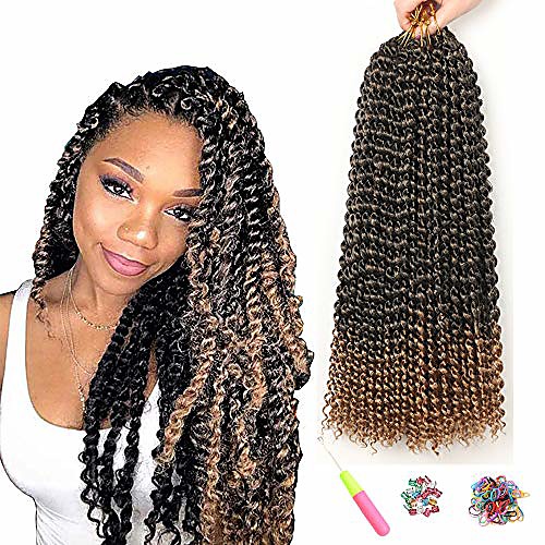 

7 packs passion twist hair 18 inch crochet braids for passion twist crochet hair water wave passion twist braiding hair extensions (18inch, t1b#27)