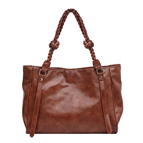 

Women's Bags PU Leather Tote Lace Buttons Plain Daily Date 2021 Handbags White Black Light Gray Brown