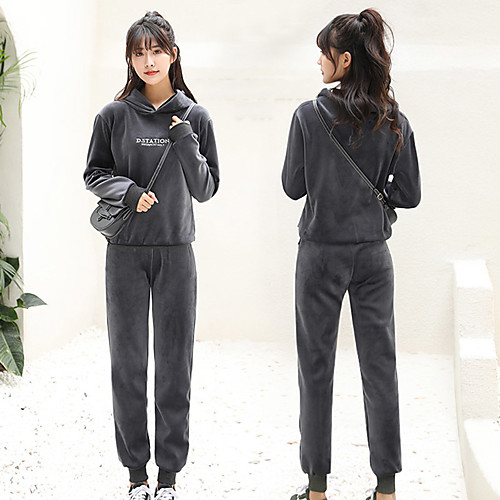 

Women's 2 Piece Tracksuit Sweatsuit Street Casual Long Sleeve 2pcs Winter Fleece Thermal Warm Breathable Soft Fitness Gym Workout Running Active Training Exercise Sportswear Normal Outfit Set