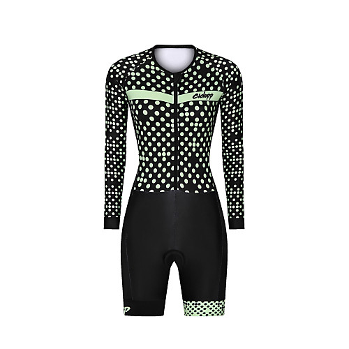 

Women's Men's Long Sleeve Triathlon Tri Suit Black Polka Dot Bike Breathable Quick Dry Sports Polka Dot Mountain Bike MTB Road Bike Cycling Clothing Apparel / Stretchy / Athletic