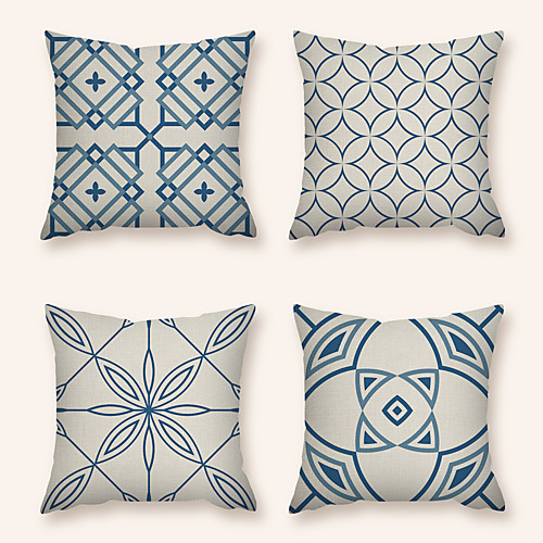 

Cushion Cover 4PC Linen Soft Decorative Square Throw Pillow Cover Cushion Case Pillowcase for Sofa Bedroom 45 x 45 cm (18 x 18 Inch) Superior Quality Machine Washable