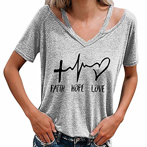 

women funny print t shirts cute junior girls short sleeve blouse top - viahwyt (gray 1, l)