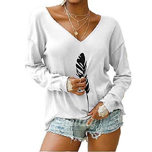 

ladies long sleeve shirt v neck loose print sweatshirt long sleeve oversize tops