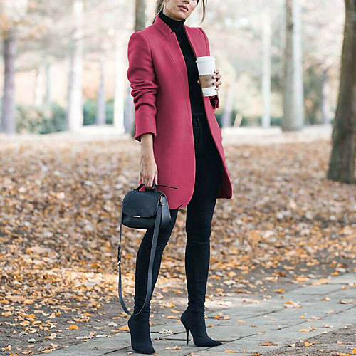 

Women's Double Breasted Coat Windbreaker Casual Mid-length Coat Lapel Front Cardigan Slim Winter Jacket Cardigan Jacket