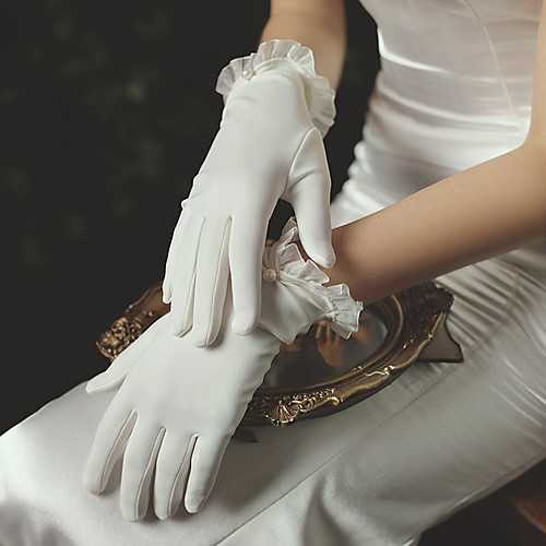 

Satin Suit Length Glove Elegant / Simple Style With Faux Pearl / Ruffles