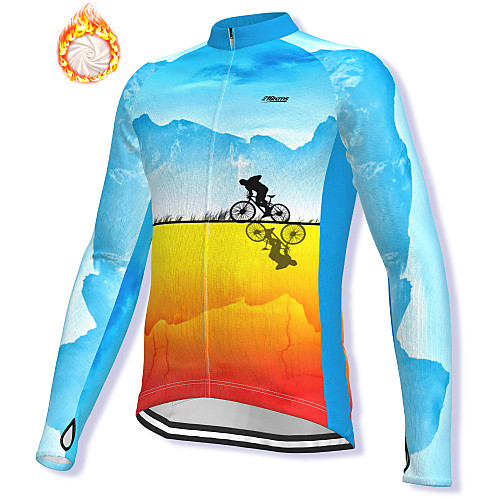 

21Grams Men's Long Sleeve Cycling Jacket Winter Fleece Spandex Sky Blue Bike Jacket Mountain Bike MTB Road Bike Cycling Fleece Lining Warm Sports Clothing Apparel / Stretchy / Athleisure