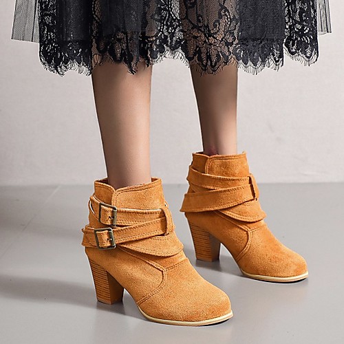 

Women's Boots Pumps Pointed Toe Mid Calf Boots British Daily Walking Shoes Satin PU Bowknot Lace-up Button Solid Colored Black Yellow Khaki / Over The Knee Boots