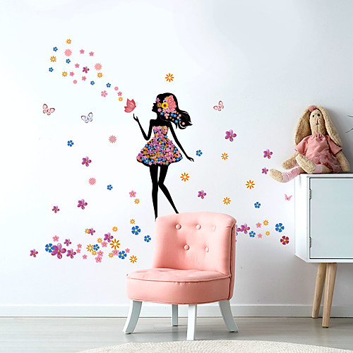 

Beautiful Girl Butterfly Flower Home Background Children Room Background Decoration Can Remove The Sticker 57.528.5cm