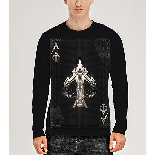 

Men's T shirt 3D Print Graphic 3D Print Long Sleeve Daily Tops Black