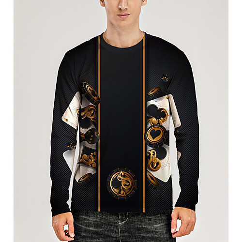 

Men's T shirt 3D Print Graphic 3D Print Long Sleeve Daily Tops Black